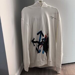 Women's Off-White Brushstroke Arrow Cotton Hoodie